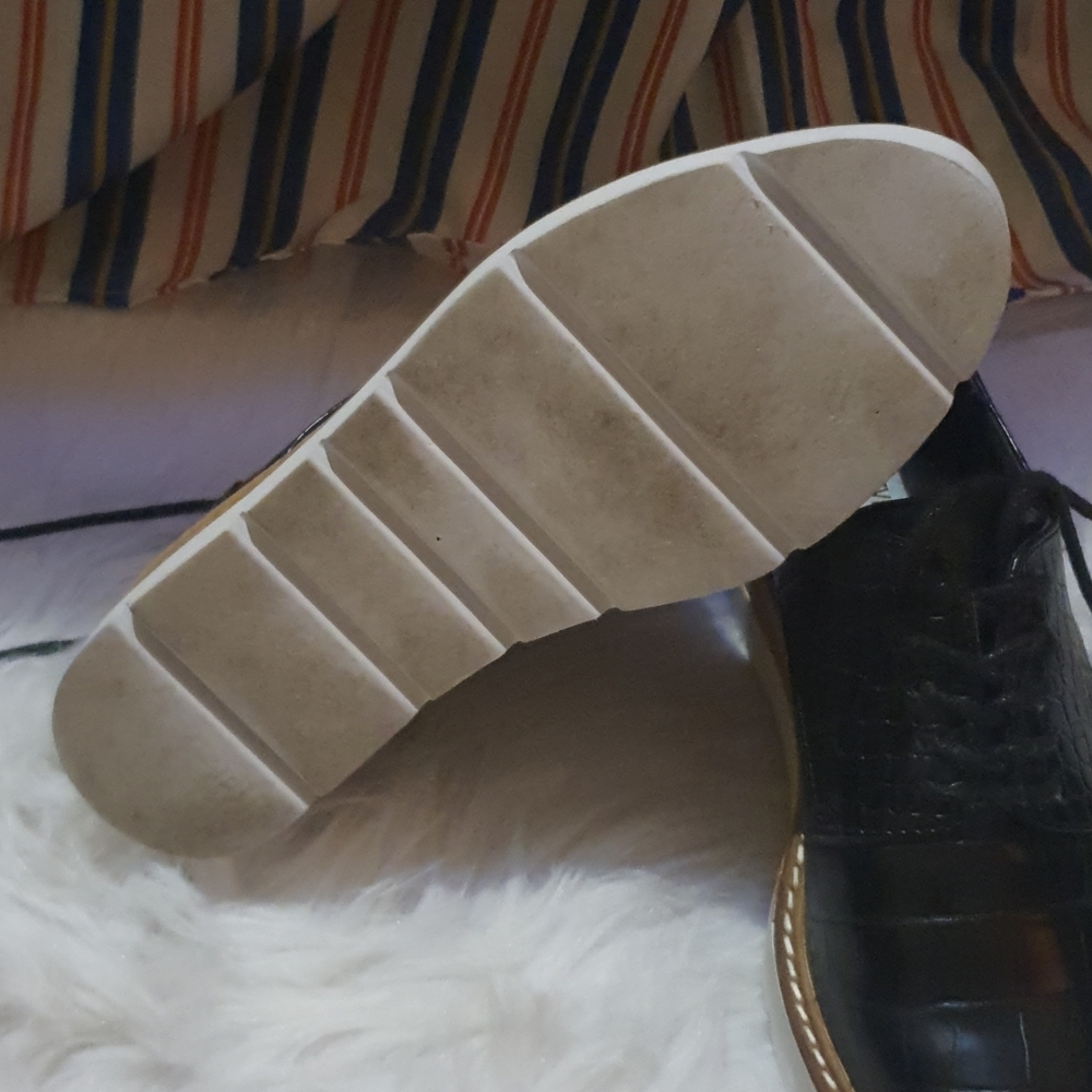 Steve Madden Wrenley Black Croc Platform Oxford 8